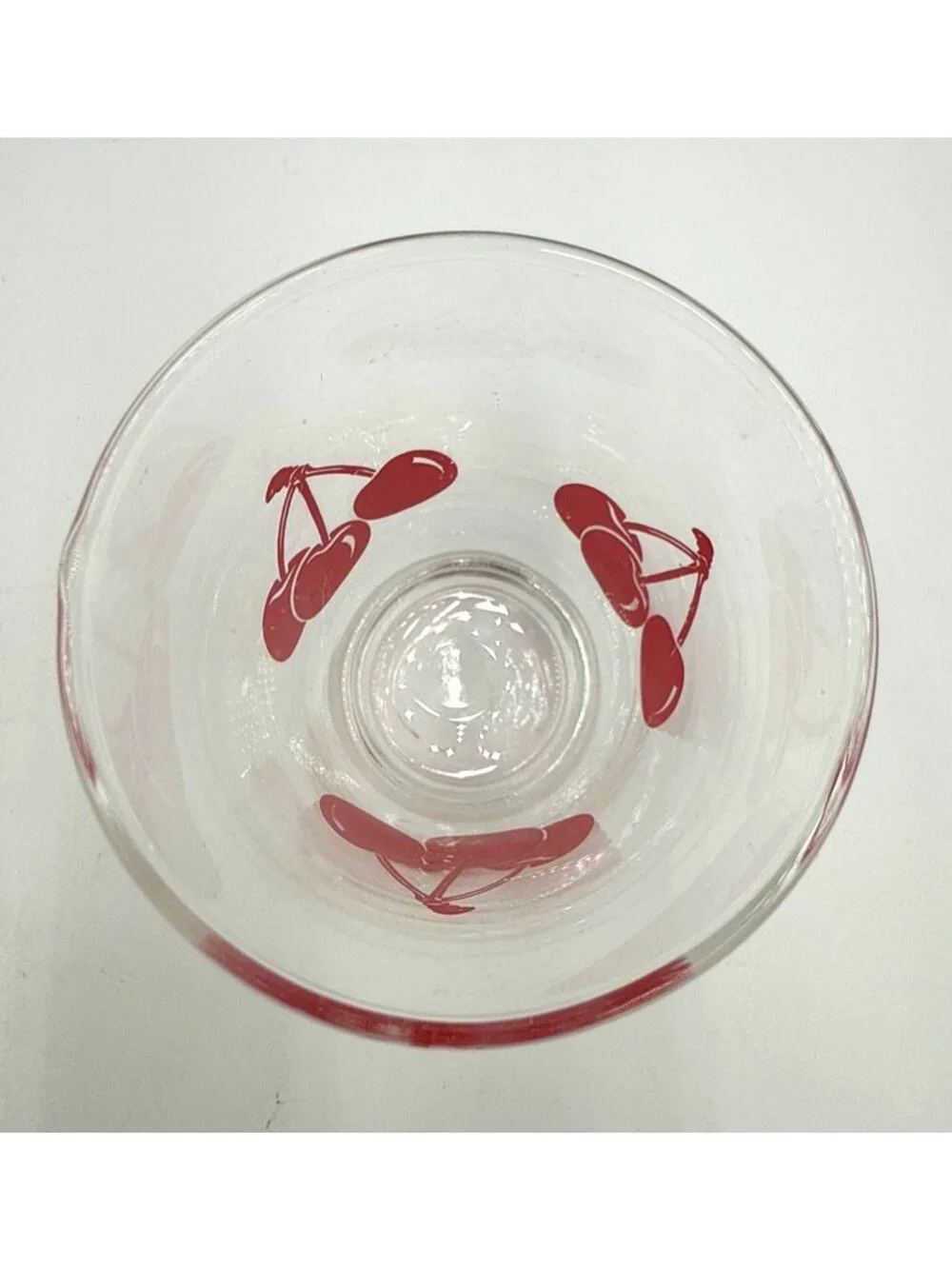 One Vintage MCM Red Cherries Small Shot Glass or Juice Clear Barware 3